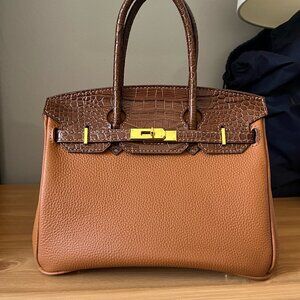 Handsewn Leather Birkin Tote size 30
